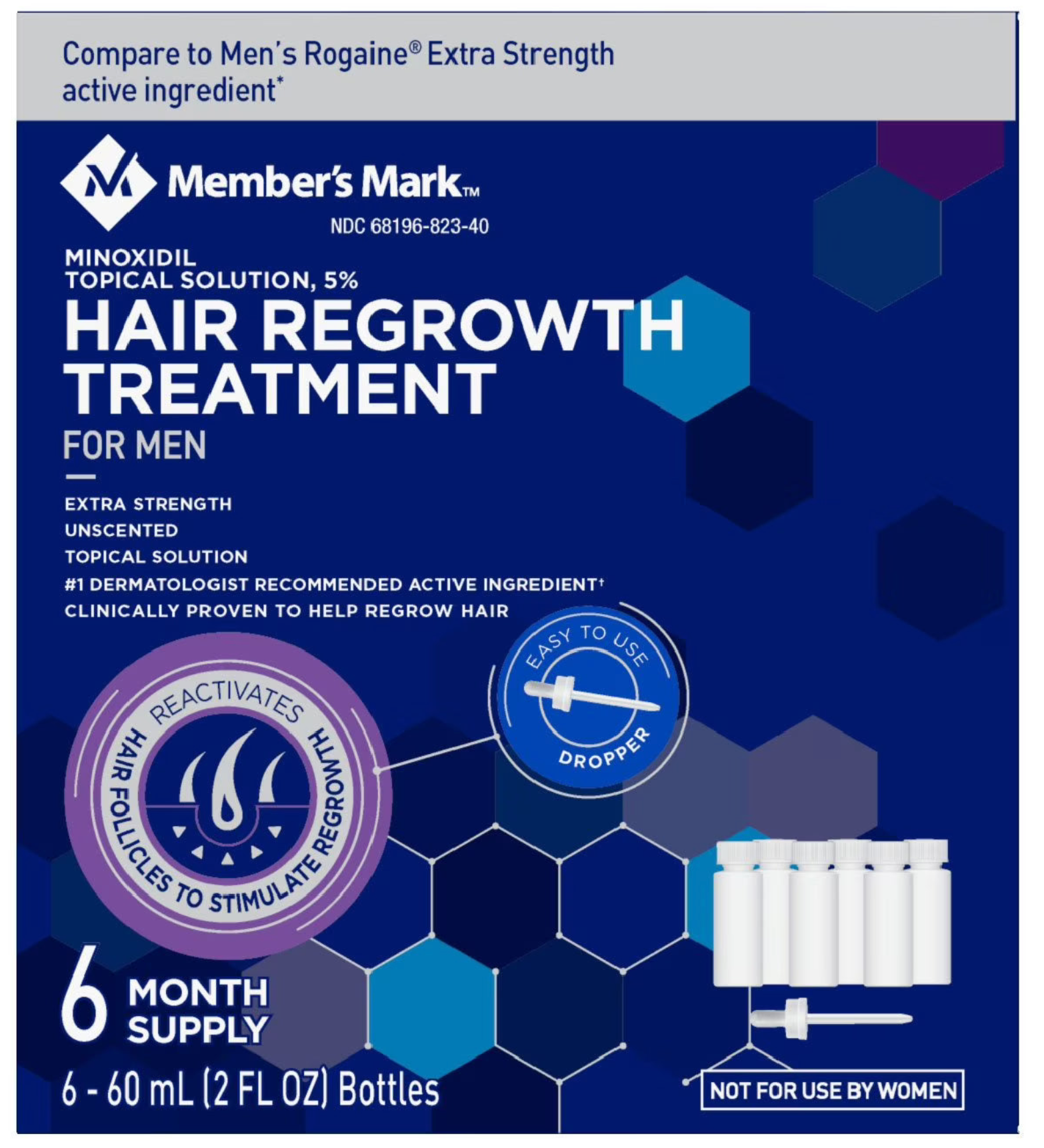 Member’s Mark Minoxidil 5% Hair Regrowth Treatment for Men – 6-Month Supply